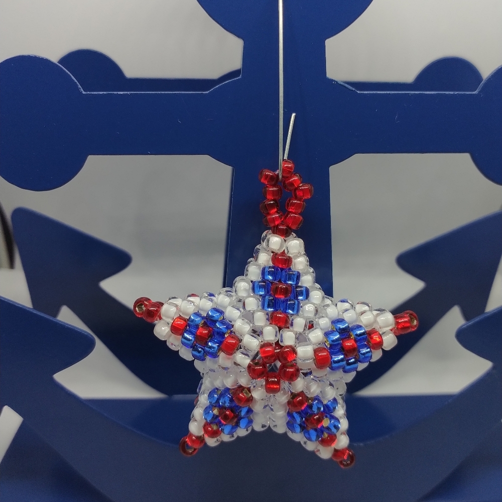 Handmade 3D Seed Bead Christmas Holiday Ornament